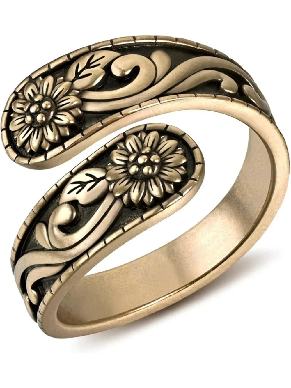 Vintage 18K Sterling Silver Adjustable Spoon Ring | Western Boho Style Jewelry